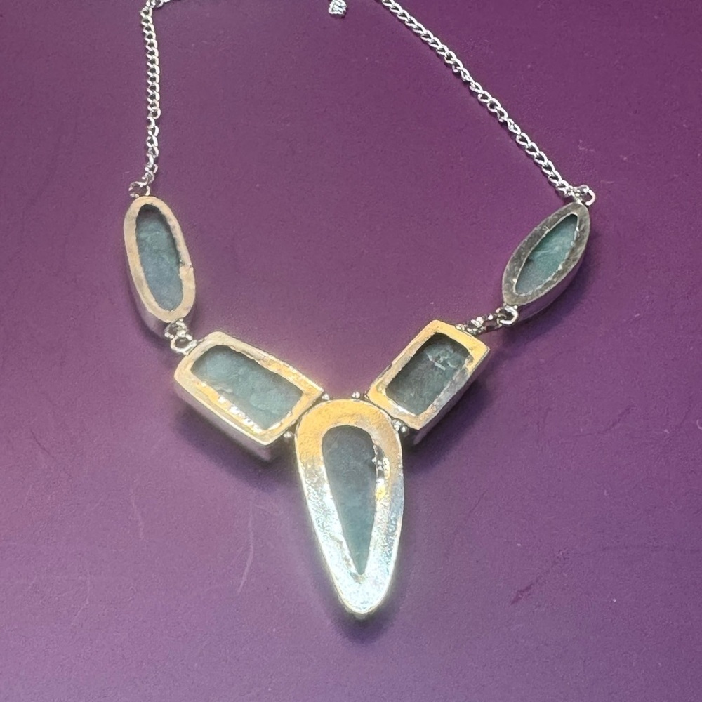 Blue Apatite 925 Silver Plated Necklace 16" - Picture 4 of 6